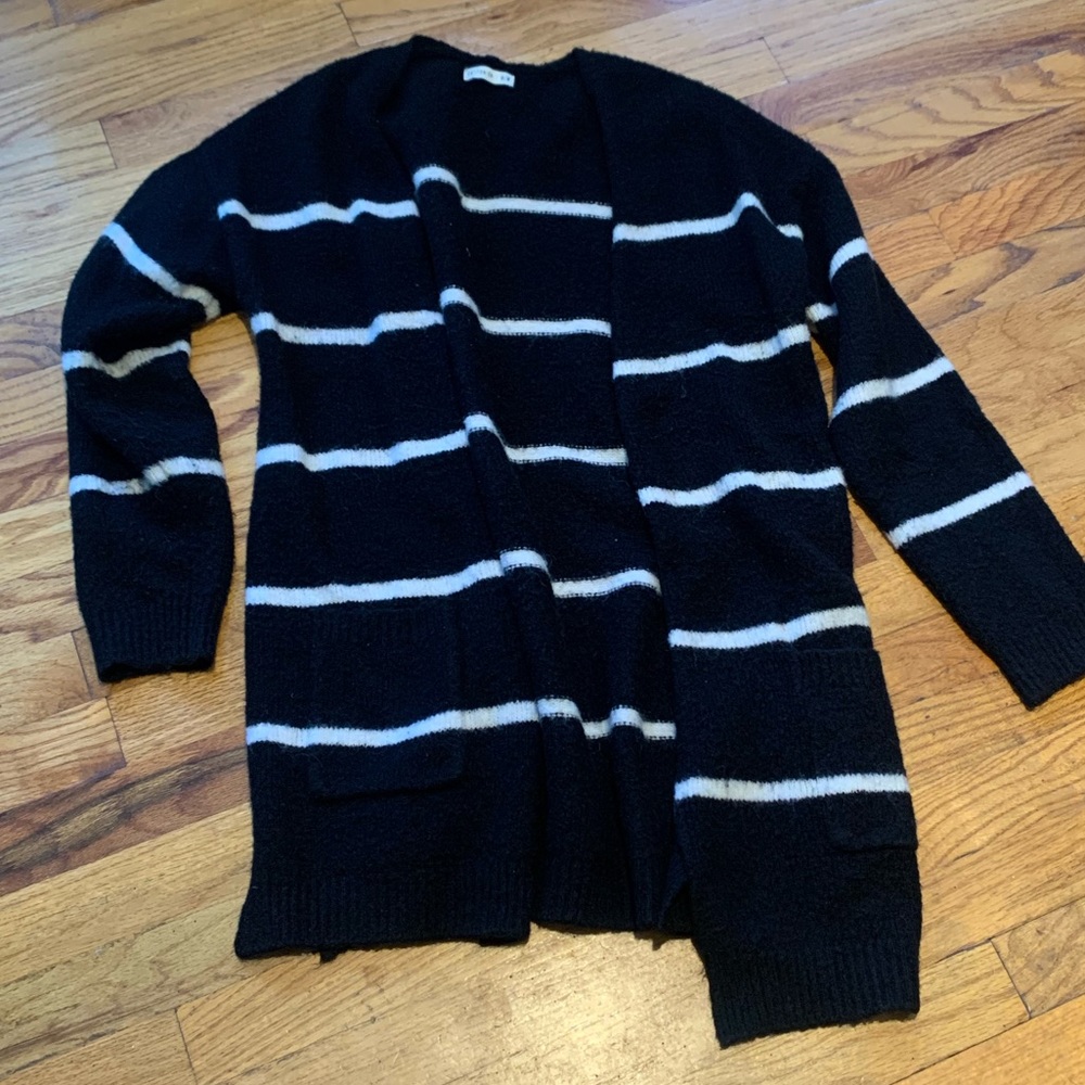 Super Soft Cotton On Long Striped Cardigan Sweater With Pockets - medium
